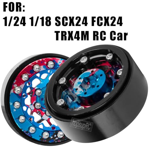 for 1/24 1/18 SCX24 FCX24 TRX4M RC Crawler Car,1.3" RC Tires Wheel Rim,Aluminum RC Truck Tires Wheels Rims,1.3 Beadlock Wheel Rims Heavy Duty Rim (4PCS) Colour - color: 1.3-rim-colour