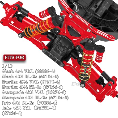 RC Aluminium Upgrades Part Caster Block,Steering Blocks,Stub Axle Carriers,Drive Shaft for 1/10 Slash/Rustler/Stampede/Jat0 4x4 4WD VXL,CVD/Axles/DriveShaft Hops Up,Red - color: Red-(for 1/10）