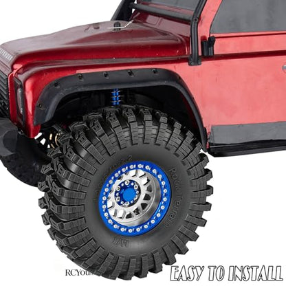 RC 2.2" Beadlock Wheels Tires Set（4PCS for 1/10 SCX10 I II 90046 AXI03007 TRX4 TRX6 VS4-10 D90 Gen7 Gen8 MST CFX RC Crawler Car,2.2 Beadlock Wheels and Tires,Aluminium Wheel Rims,Silver - color: Silver- (Rc Wheels Tires)