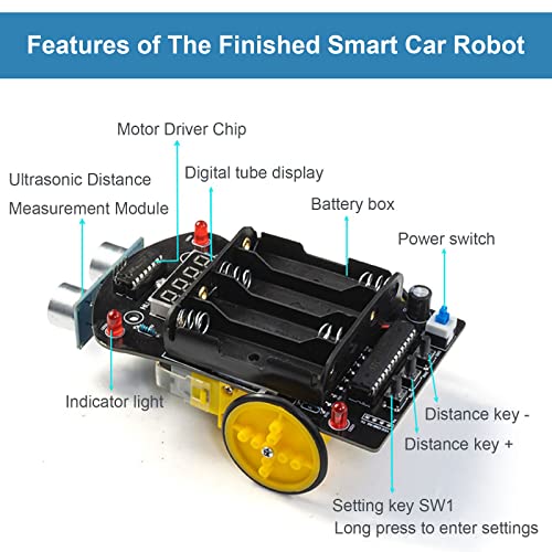 DIY Smart Car Soldering Practice Kit, Small Car Robot DIY Soldering Kits, Ultrasonic Distance Measuring Smart Cart, Solder Project Kit for Learning and Teaching Soldering and Electronic