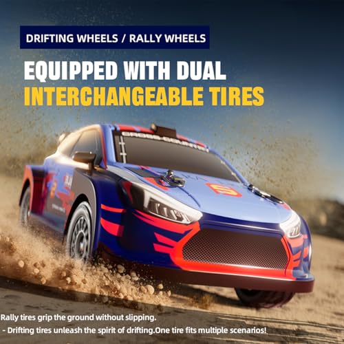 GoolRC RC Rally Car, 1:14 Scale Remote Control Car, 4WD 30KM/H High Speed RC Drift Car, 2.4GHz Full Proportional Racing Vehicle with Drifting Tires and 2 Batteries for Adults