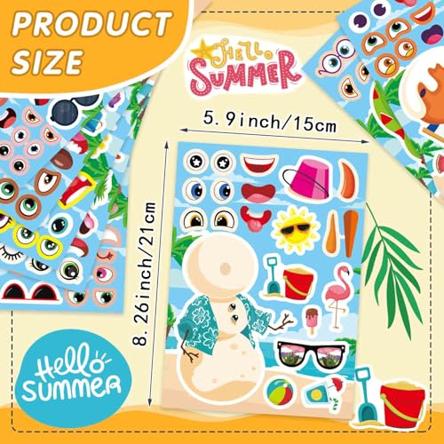 Hawaiian Tropical Summer Stickers for Kids, July Christmas Stickers | 24 PCS Make Your Own Mix and Match Sticker with Santa Claus, Reindeer, Gingerbread Man, Snowman, Summer Holiday Party Favor - style: July Christmas