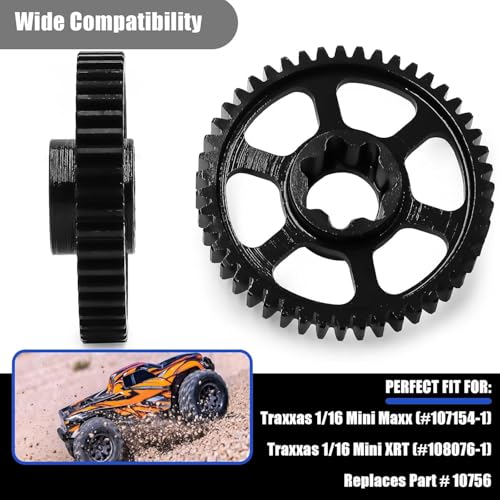 Upgrade Steel Spur Gear 0.8M 47T for Traxxas 1/16 Mini Maxx/Mini XRT, Medium Carbon Steel Differential Gear, Durable Metal Transmission Part, Replacement for 10756 - size: 47T