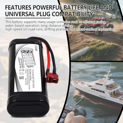 (2-Pack) 7.2V 3000mAh Ni-MH Battery with Connector for RC Vehicles | For LOSI, Associated, HPI, Kyosho and Tamiya RC cars, trucks, boats and buggies; includes 4.8V–12V Ni-MH/Ni-Cd charger. - color: 7.2V 3000mAh T-Plug