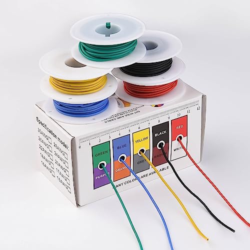 20 Gauge Wire Stranded Electrical Wire 20 AWG Electric Hook Up Wire Kit Flexible Silicone Tinned Copper Wires, OD:1.8mm, 5 Colors 19.6ft Each, with Free 20pcs φ3mm Heat Shrink Tubing - style: 20AWG - 5 Rolls 19.6ft each