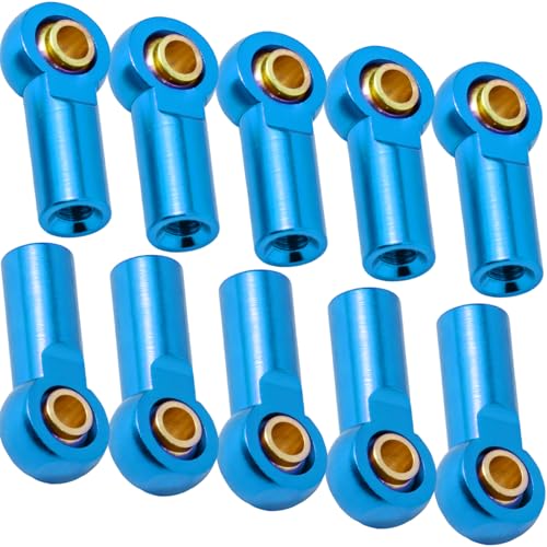 10PCS Aluminum M3 Tie Rod End Ball Joint Link Ball Head Holder 3mm RC Car Upgrade Parts, Compatible with Tamiya HSP Traxxas TRX4 Axial SCX10 D90 1/10 RC Car Truck Buggy Crawler, Blue - color: Blue