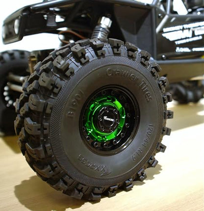 RC 1.9 Beadlock Wheels Adjustable 2 Offsets Rims Hub Aluminum Upgrades for 1/10 RC Crawler Axial SCX10 RR10 Wraith TRX4 TRX-6 XN (Green Black) XN1909 - color: Green Black