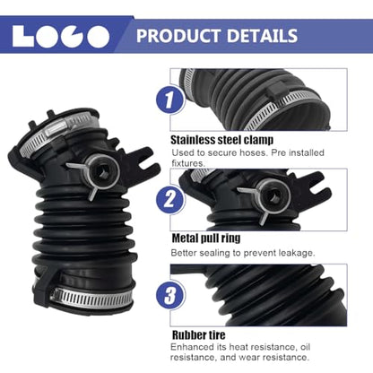 HZEL Car Air Cleaner Intake Hose Tube, OEM#17225-R1A-A01 Rubber Vehicle Engine Filter Air Intake Hose Duct with 3 Clamps, Auto Engine Filter Boot Replacement, Compatible with Civic Ilx