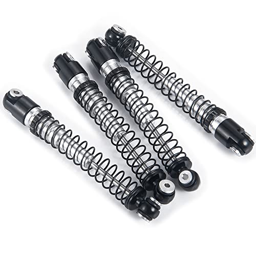 RC-Hub 4Pcs Aluminum Threaded Tele Shock Absorber Damper 48mm for 1/24 Axial SCX24 AXI90081 Deadbolt RC Crawler Car (Black Silver) - color: Black Silver