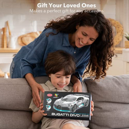 MIEBELY Remote Control Car, Bugatti Divo 1/16 Scale Rc Cars 12Km/h, 2.4Ghz Licensed Model Car 7.4V 500mAh Toy Car Headlight for Adults Boys Girls Age 6-12 Years Birthday Ideas Gift | Official licensed;anti-interference control;LED lights & 500mAh lithium;