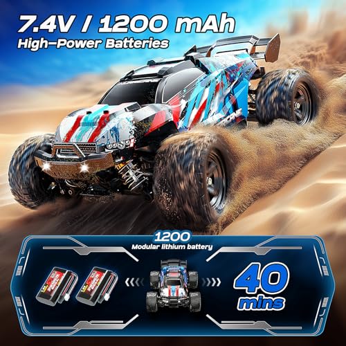RC Cars 1:18 Entry-Level RC Car for Adults & Boys, All-Metal drivetrain Off-Road RC Racing Truck 40 km/h, Carros de Control Remoto 4x4 with 2 Batteries, Fast Remote Control Car for Adults - color: Blue