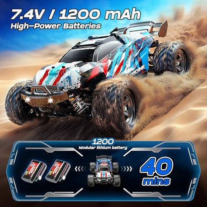RC Cars 1:18 Entry-Level RC Car for Adults & Boys, All-Metal drivetrain Off-Road RC Racing Truck 40 km/h, Carros de Control Remoto 4x4 with 2 Batteries, Fast Remote Control Car for Adults - color: Blue