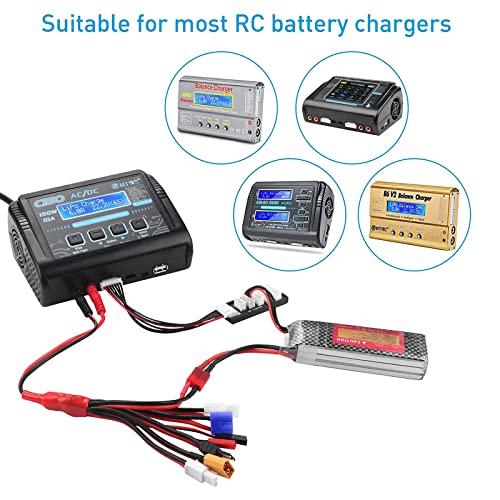 RC Connector 8 in 1 Octopus Convert Cable to 4.0mm Banana Plug Lead Cable | With TRX, T-Plug, Futaba, Tamiya Mini, XT60, EC3, JST, Tamiya, for RC Lipo Battery Charger