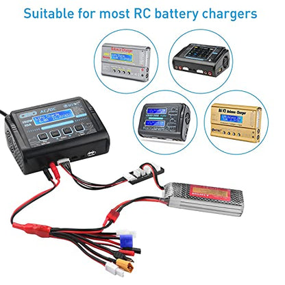 RC Connector 8 in 1 Octopus Convert Cable to 4.0mm Banana Plug Lead Cable | With TRX, T-Plug, Futaba, Tamiya Mini, XT60, EC3, JST, Tamiya, for RC Lipo Battery Charger