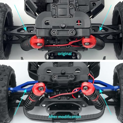 Rear Upper&Lower Suspension Arms for ARRMA 1/18 Typhon Granite Grom | 380 Brushed 4X4 Monster Truck 4 PCS/Set Blue Aluminum Upgrades Parts - color: Blue
