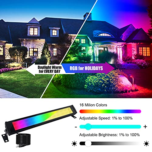 50W RGB Wall Washer Light, RGB Light bar, Warm 3000K & 16 Million Colors&Timing& Music Sync, with Remote & APP Control, for Commercial Lighting, Birthday Party, Garden Lighting, Wall Display - size: 50W RGB+Warm*1