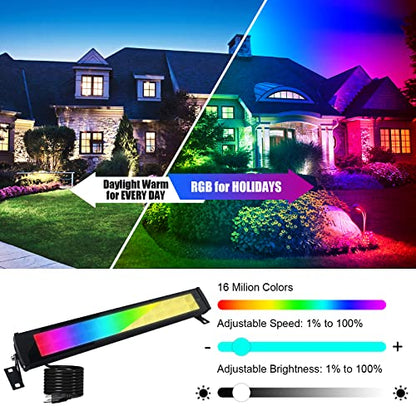 50W RGB Wall Washer Light, RGB Light bar, Warm 3000K & 16 Million Colors&Timing& Music Sync, with Remote & APP Control, for Commercial Lighting, Birthday Party, Garden Lighting, Wall Display - size: 50W RGB+Warm*1
