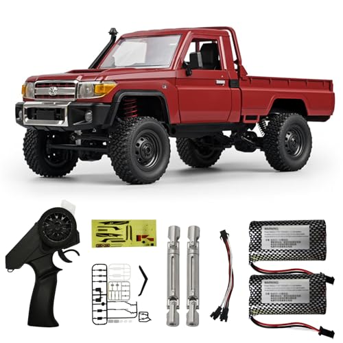 MN82 1/12 RC Crawler 4x4, Toyota LC79 2.4GHz Off Road Truck | With Metal Drive Shaft & Two 1500mAh Batteries, RTR for Adults (Red)