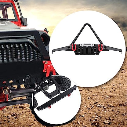 RC Crawler Steel Front Bumper with LED Lights, Heavy Duty RC Car Front Bumper, 1/10 Scale Off Road Bumper for Axial SCX10 90046, Durable Metal Bumper with Easy Installation Kit