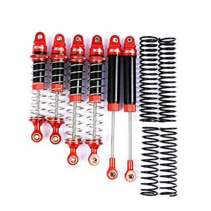 RCAWD Aluminum Shock Absorbers with Spare Springs Front Rear 6pcs for Losi 1/10 Baja Rey Hammer Rey U4 Upgrade Parts (Red) - color: red