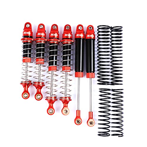 RCAWD Aluminum Shock Absorbers with Spare Springs Front Rear 6pcs for Losi 1/10 Baja Rey Hammer Rey U4 Upgrade Parts (Red) - color: red
