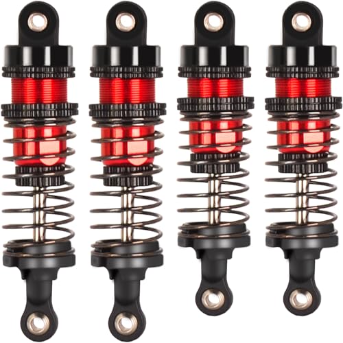 Oiled Shocks Upgraded 66mm/72mm Aluminum Oil Shock Absorber Set for 1/12 1/14 1/16 RC Cars - Compatible with WLtoys 144001, 124019, MJX 16208, HBX & More - color: Bz-black-red