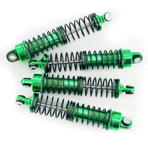 Aluminum Front & Rear Shock Absorber Set for 1/18 RC Cars, Threaded Oil Shocks Suspension Upgrade, 4-Pack (Red/Green) (Green) - color: Green