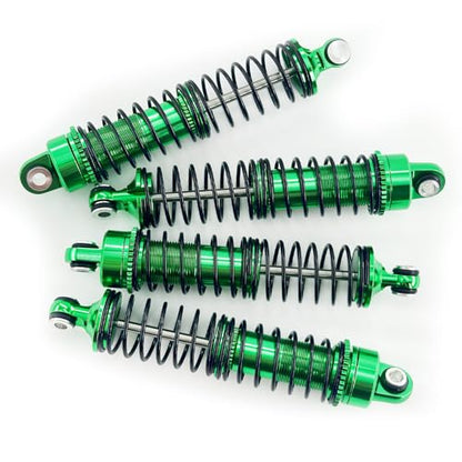 Aluminum Front & Rear Shock Absorber Set for 1/18 RC Cars, Threaded Oil Shocks Suspension Upgrade, 4-Pack (Red/Green) (Green) - color: Green