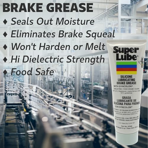 Super Lube 97008 Silicone Lubricating Brake Grease with PTFE, 8 oz Tube, Translucent White