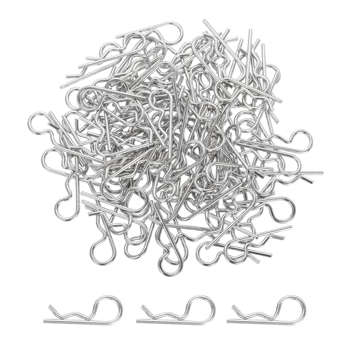 MECCANIXITY 100 Pcs RC Body Clips, 1.4mm Stainless Steel Universal RC Car Clips R Pins for 1/6 1/8 1/10 Scale Model Remote Control Car Truck Crawler Shell Replacement Parts (Silver) - color: Silver, size: 1.4mm