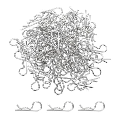 MECCANIXITY 100 Pcs RC Body Clips, 1.4mm Stainless Steel Universal RC Car Clips R Pins for 1/6 1/8 1/10 Scale Model Remote Control Car Truck Crawler Shell Replacement Parts (Silver) - color: Silver, size: 1.4mm
