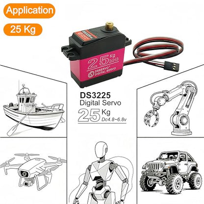 DS3225 25KG RC Digital Servo 270 Degree High Torque Waterproof Full Metal Gear with 25T Servo Arm for RC Car Boat Mechanical Arm