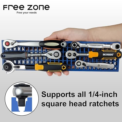 Free Zone Bit Organizer Set, 158-Hole 1/4" Hex Bit Toolbox Storage | Blue; drive bit adapter & 1/2", 3/8", 1/4" socket holder compatible; anti-drop design; tools not included - color: Blue