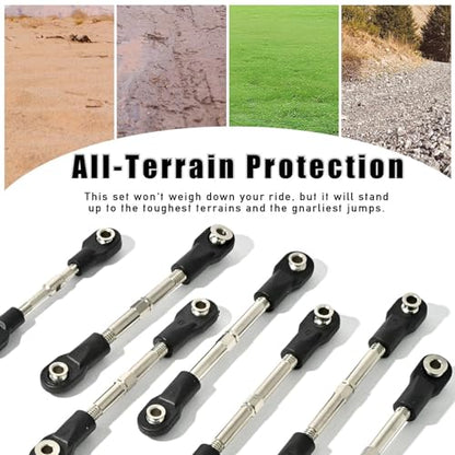 7Pcs Steel Toe Links Kit for Traxxas 1/10 Drag Slash Chevrolet C10 Ford Mustang Bandit XL-5, Replaces 2445, Adjustable Turnbuckles