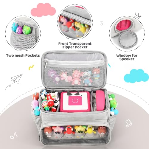 PISOSN Portable Carrying Case Compatible with Toniebox Starter Set and Tonies Figurines, Carrying Bag for Toniebox 2 & Accessories (Gray) - color: Gray