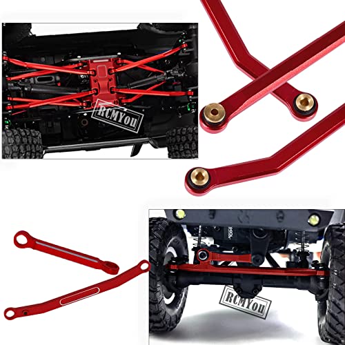RC Upgrades Part High Clearance Chassis Links & Skid Plate & Steering Rod Tie Links for 1/24 SCX24 Bronco AXI00001 C10 AXI00002 JLU 1/24 RC Crawler（Red）