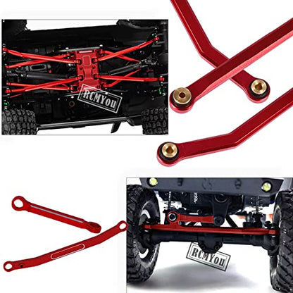 RC Upgrades Part High Clearance Chassis Links & Skid Plate & Steering Rod Tie Links for 1/24 SCX24 Bronco AXI00001 C10 AXI00002 JLU 1/24 RC Crawler（Red）