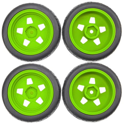 ShareGoo Nylon Wheel Rims with Rubber Tire RC 12mm Hex Compatible with HSP Tamiya Kyosho RedCat Sakura WLtoys 1/10 RC On-Road Racing Touring Car (Green) - color: Green