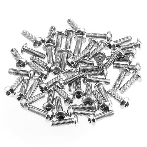 HELIFOUNER 100 Pieces M3 x 10mm, Thread Pitch 0.5mm, 304 Stainless Steel (18-8) Button Head Socket Cap Screws, Fully Threaded - size: M3 x 10mm