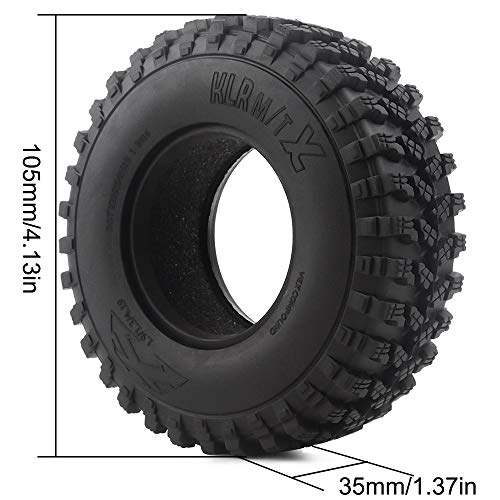 INJORA RC Tires 1.9inch 4Pcs RC Rubber Tyre Set Wheel Tires for 1:10 RC Crawler Axial SCX10 SCX10 III AXI03007 D90 TF2 MST Tamiya - size: 105mm