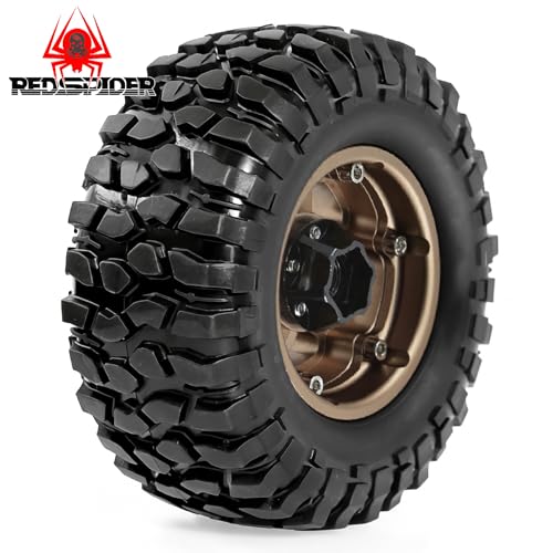 REDSPIDER 1.9'' Rock Crawler Tires OD 95mm/3.74'' (4PCS) For 1/12 RC Crawler MJX H12Y+ H12P Upgrade Replacement Tires (Brown) - color: Brown