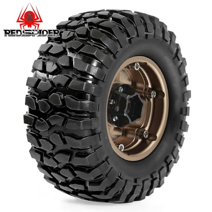 REDSPIDER 1.9'' Rock Crawler Tires OD 95mm/3.74'' (4PCS) For 1/12 RC Crawler MJX H12Y+ H12P Upgrade Replacement Tires (Brown) - color: Brown