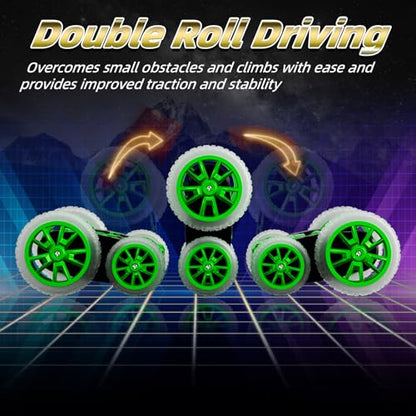 Terucle 360°Rotating Remote Control Car, 4WD RC Cars with Cool Spray, 2.4Ghz Double Sided RC Stunt Truck for 6-13 Year Old Boy Toys Birthday Gift