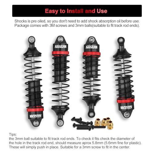 RC Car Shocks Set 4PCS RC Shocks Shocks Replacement Parts #5862 Update Part | Compatible with 1:10 Scale Trax Slash/Rustler/Stampede/Hoss VXL 4x4 2WD Front & Rear Shock Absorber - color: Black