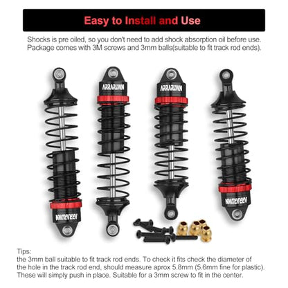 RC Car Shocks Set 4PCS RC Shocks Shocks Replacement Parts #5862 Update Part | Compatible with 1:10 Scale Trax Slash/Rustler/Stampede/Hoss VXL 4x4 2WD Front & Rear Shock Absorber - color: Black