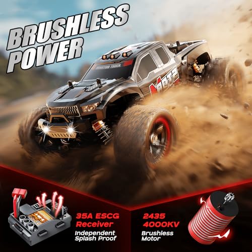 RC Cars 1:18 Brushless RC Car for Adults & Boys, All-Metal Drivetrain Off-Road RC Racing Truck 52 km/h, Fast Remote Control Car for Adults with 2 Batteries with Wearing Parts kit