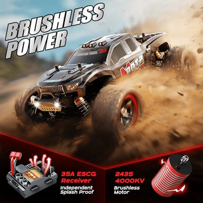 RC Cars 1:18 Brushless RC Car for Adults & Boys, All-Metal Drivetrain Off-Road RC Racing Truck 52 km/h, Fast Remote Control Car for Adults with 2 Batteries with Wearing Parts kit