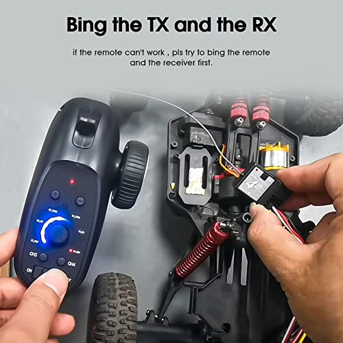 2.4ghz RC Controller 4CH RC Remote and Receiver Digital Radio Transmitter for 18 110 116 132 RC Car Boat Tank Crawler GA-4H-TX (Transmitter and Receiver Set), Black