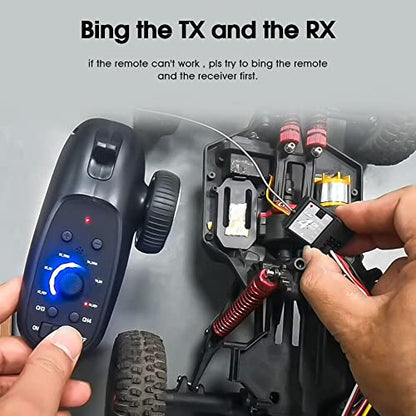 2.4ghz RC Controller 4CH RC Remote and Receiver Digital Radio Transmitter for 18 110 116 132 RC Car Boat Tank Crawler GA-4H-TX (Transmitter and Receiver Set), Black