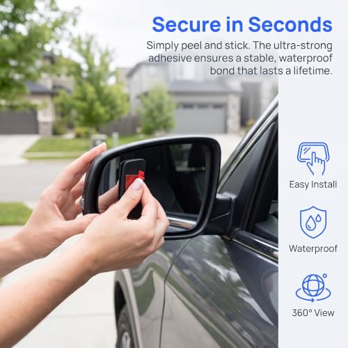 2 PCS Blind Spot Mirror, 3.7"x1.4" Rectangular Curved Wide Angle HD Anti-Glare Side Mirror Blindspot, Adjustable Bracket Car Mirror Accessories Universal for Cars Trucks SUVs Black